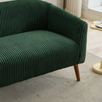 Corduroy Fabric Upholstered 2-Seat Sofa with Wooden Walnut Legs