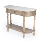 Marble Top Console Table ¨C Light Brown / Grey / Washed Black, Demilune, 1-Person Assembly
