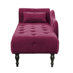 Modern 60.6  Velvet Upholstered Buttons Tufted Chaise Lounge Chair with Solid Wood Legs and Nailheads