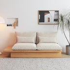 JASIWAY Cotton Line Beige Sofa With Wood Frame