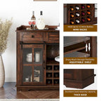53 Barn Door Buffet Coffee Bar Cabinet with Wine Rack, Kitchen Sideboard Storage Cabinet