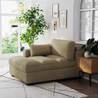 Oversize Corduroy Chaise Lounge Modular Sectional Sofa with Pillow