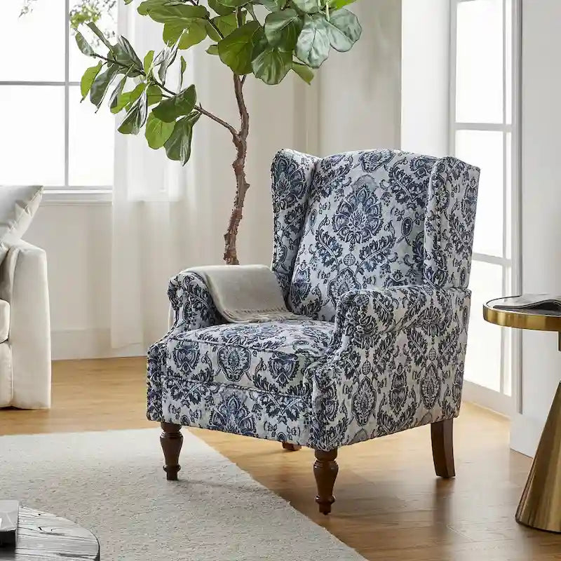 Gott Traditional Wingback Armchair with Solid Wood Legs by HULALA HOME