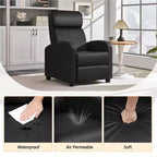 Yaheetech Set of 2 Modern PU Leather Recliner Sofas for Living Room, Bedroom