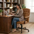 Executive Office Chair with Wingback Design and Swivel for Home Office