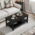 Farmhouse Wood Accent Coffee Table with Large Storage Shelf