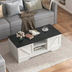 47 Rustic Farmhouse Coffee Table with Storage & Sliding Doors