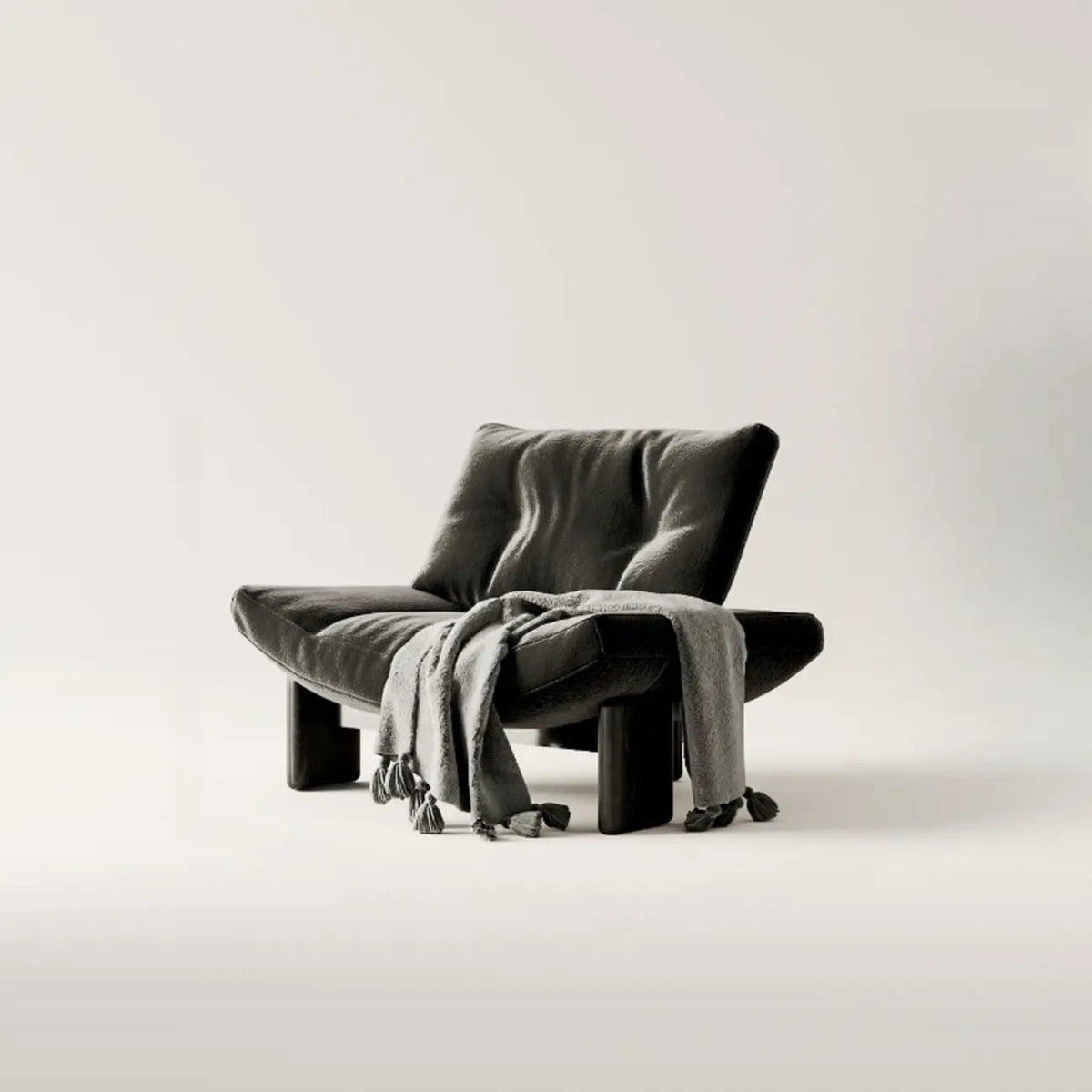 Contemporary Black Tufted Armless Chenille Accent Chair