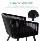 Best Choice Products Set of 2 Outdoor Patio Dining Chairs Woven Wicker Seating 250lb Capacity