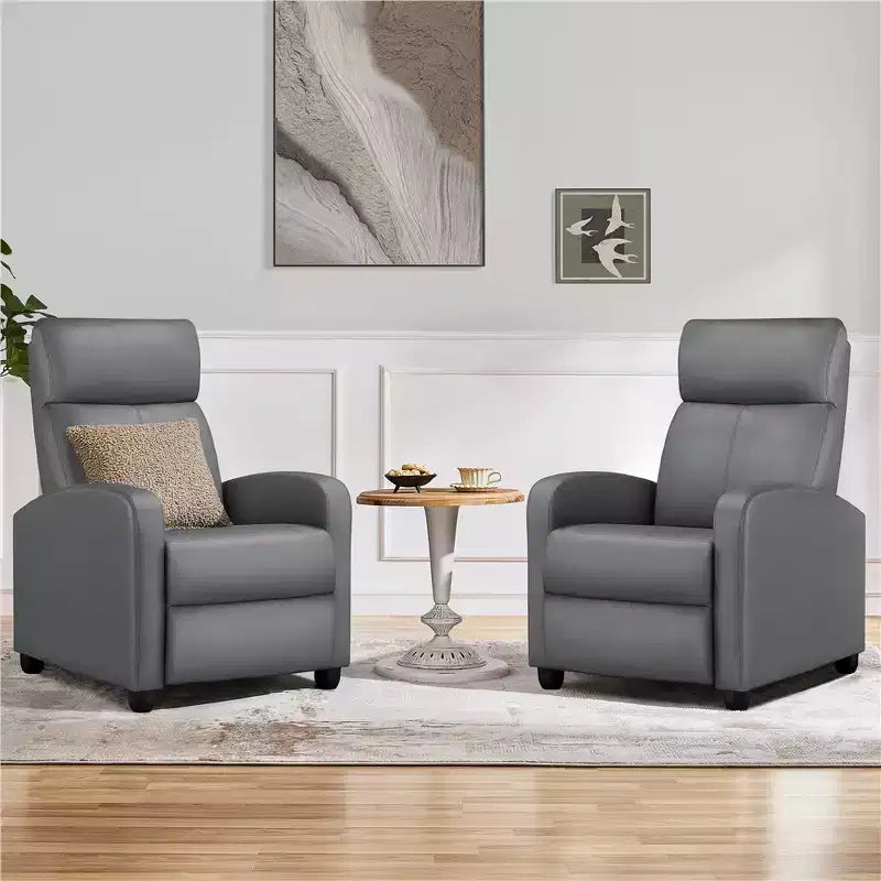 Yaheetech Set of 2 Modern PU Leather Recliner Sofas for Living Room, Bedroom