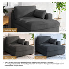 Oversize Corduroy Chaise Lounge Modular Sectional Sofa with Pillow