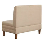 Lifestorey 4pc Kerrington Channel Back Banquette Dining Set Walnut/Cream: Linen-Look Fabric, Pedestal Table