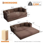Modern 79 Corduroy Futon Sofa Bed for Small Spaces, 5-in-1 Convertible Sleeper Couch with Removable Armrests & Pillows