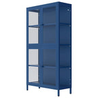 Four Glass Door Storage Cabinet with Adjustable Shelves and Feet Cold-Rolled Steel Sideboard Furniture