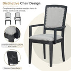 9 Pieces Extendable Dining Table Set with 24inch Removable Leaf , 6 Upholstered Armless Dining Chairs and 2 Padded Arm Chairs
