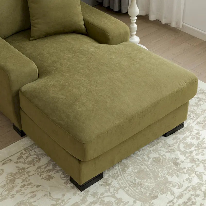 Modern Mid-Century Oversized Chaise Sleeper Sofa with Pillow