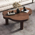 Natural Cloud-Shaped Pine Coffee Table with 3 Legs