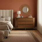 Modern 6-Drawer Dresser with Live Edge Design, Metal Base & Durable Mixed Wood Construction