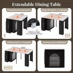 Whisen Extendable Dining Table, Mobile Rolling Island Table with 3 Removable Middle Leaves, Storage Cabinet