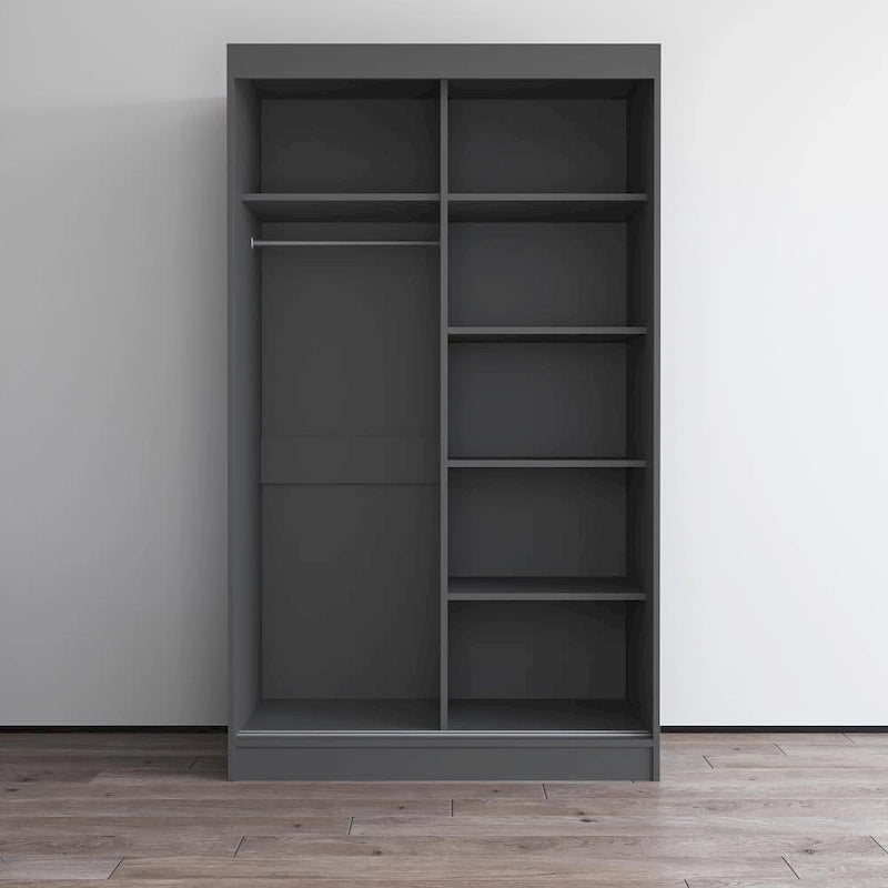 Mirrored 2-Door Wardrobe Armoire with High-Gloss Finish | 47 or 59 Wide