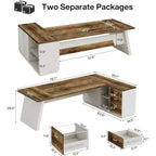 Lantine Modern 78 L-Shaped Executive Desk with Drawers and Lateral File Cabinet