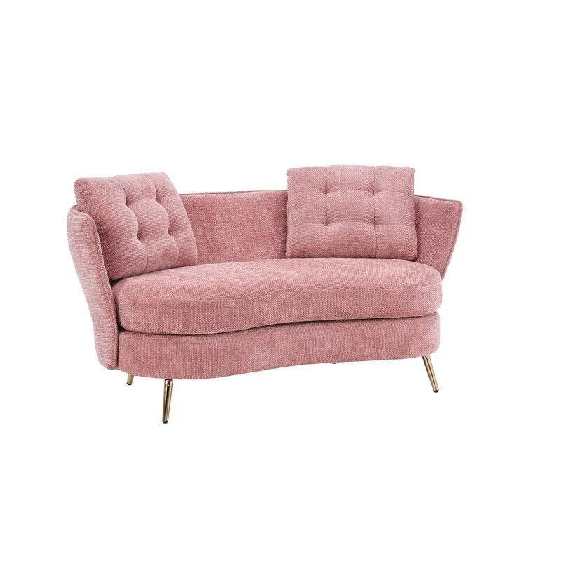 Upholstered Couch with Golden Metal Legs Club Loveseat Sofa for Living Reading Room ,Bedroom ,Apartment, Small Space Dorm