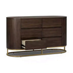 Modern 6-Drawer Dresser with Live Edge Design, Metal Base & Durable Mixed Wood Construction