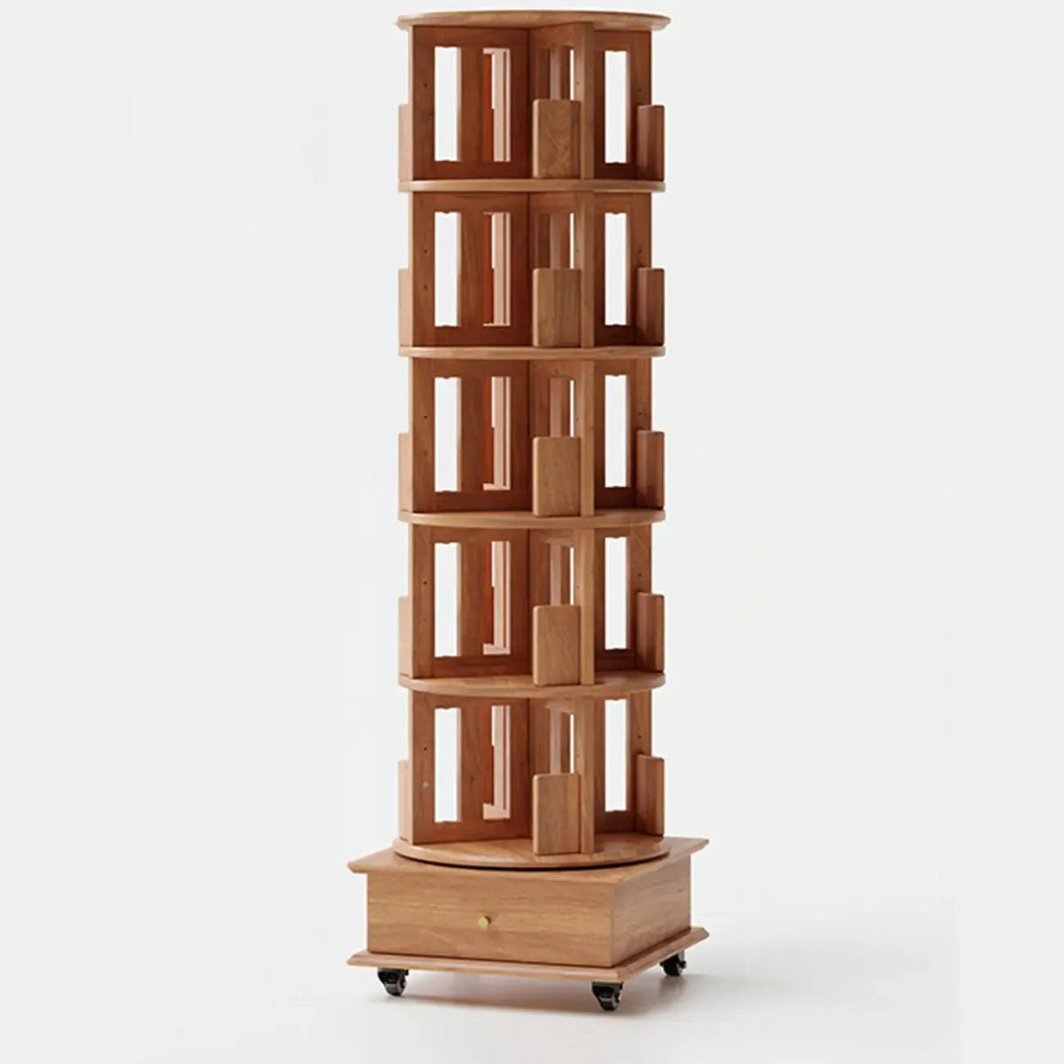 Wooden Vertical Narrow Rotating Bookcase