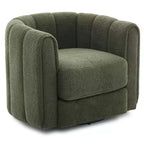 Modern 360 Swivel Barrel Accent Chair Set of 2  Soft-like Stuffed Fabric Upholstered  Green
