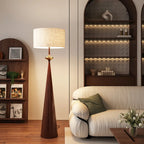 Contemporary Tapered Metal Floor Lamp Fabric Shade