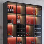 Minimalist Black Wooden Wine Rack Cabinet with Glass Door