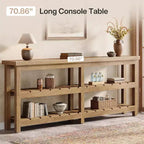 Tribesigns 70.86 Extra Long Console Table, Farmhouse 3-Tier Entryway Table, Wood Sofa Table Behind Couch for Living Room, Hallway, Foyer
