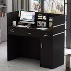 Famapy L-shaped Reception Desk Multifunctional Welcome Desk Workstation