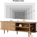 AMERLIFE 70 TV Stand with Solid Wood Legs, Mid Century Modern TV Console with Tambour Door