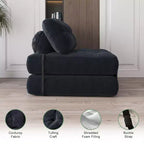 Full Corduroy Folding Sofa Bed Futon, Floor Convertible Sleeper Chair with Pillow & Back Support