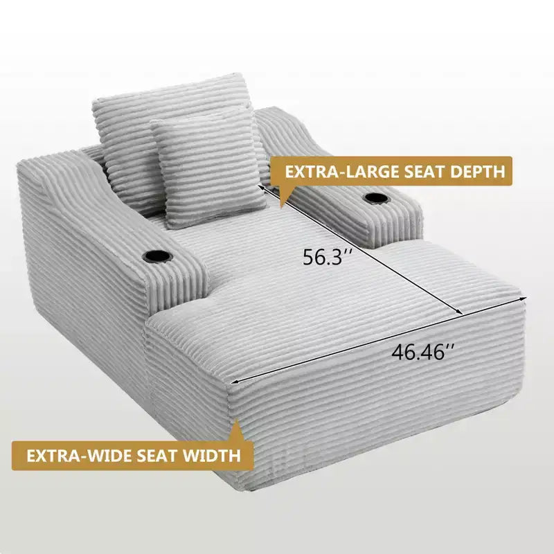 67 Chaise Lounge Chair, Indoor Sleeper Sofa Bed with 2 Pillows, Boneless Single Sofa Couch for Living Room, No Assembly Required
