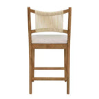 Christopher Knight Home Natalie Modern Rubberwood Upholstered Counter Stools with Woven Rope Backrest (Set of 4)