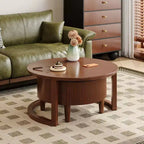 Modern Nesting Coffee Table with Drawer, Round Center Table with storage for Living Room