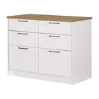 6-Drawer Kitchen Island ¨C Farmhouse Style, White & Maple Nutmeg, 47.25W