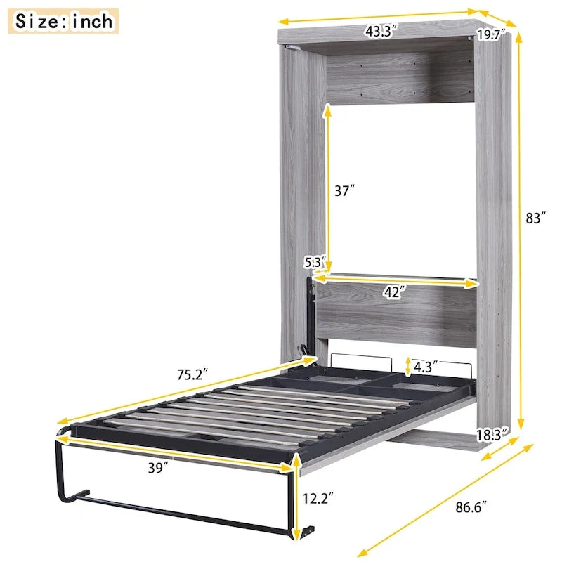 Wood Murphy Bed can be Folded into a Cabinet