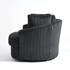 DREAMSIDEA Recessed Arm Slipcovered Swivel Barrel Chair