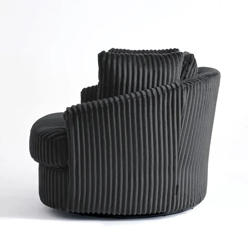 DREAMSIDEA Recessed Arm Slipcovered Swivel Barrel Chair