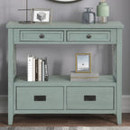 Console Table with 4 Drawers and Storage Shelf