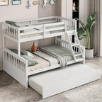 Gymax Twin Over Full Bunk Bed with Twin Trundle Convertible Platform