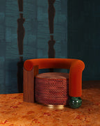 Geometric Asymmetry Velvet Brass Base Armchair II
