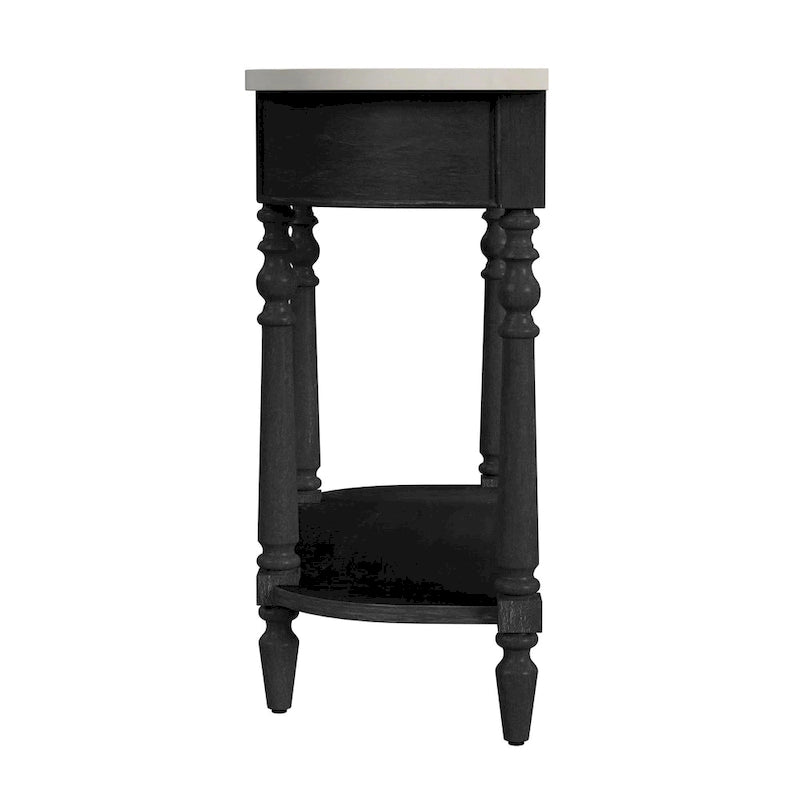 Marble Top Console Table ¨C Light Brown / Grey / Washed Black, Demilune, 1-Person Assembly