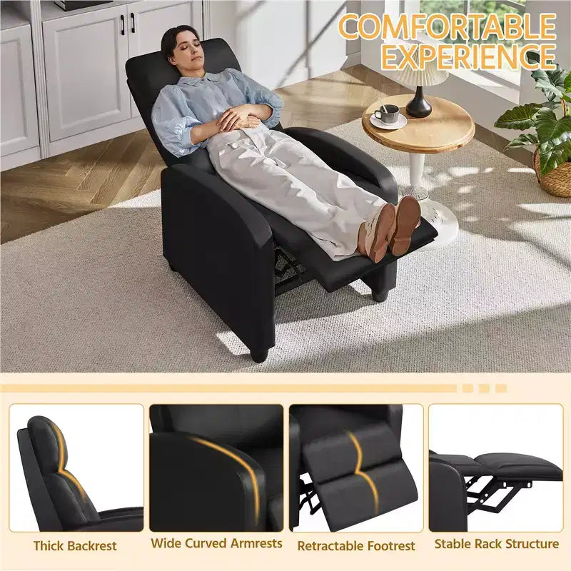 Yaheetech Set of 2 Modern PU Leather Recliner Sofas for Living Room, Bedroom