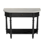 Marble Top Console Table ¨C Light Brown / Grey / Washed Black, Demilune, 1-Person Assembly