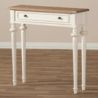 The Gray Barn Keene French Provincial Style Weathered Oak and White Wash Distressed Finish Wood Console Table