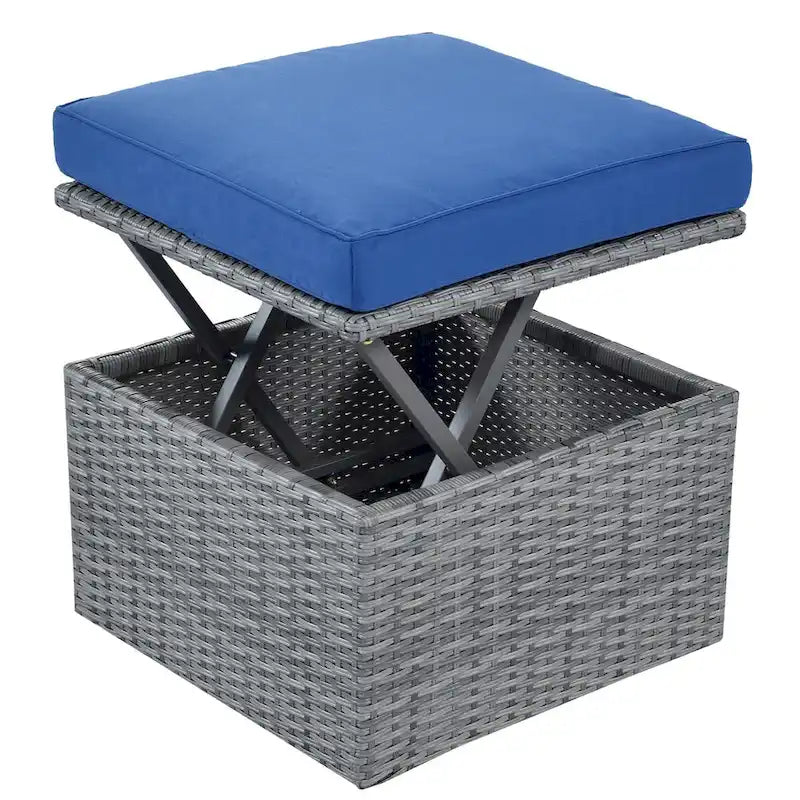Outdoor Gray Wicker Daybed with Cushions and Retractable Canopy